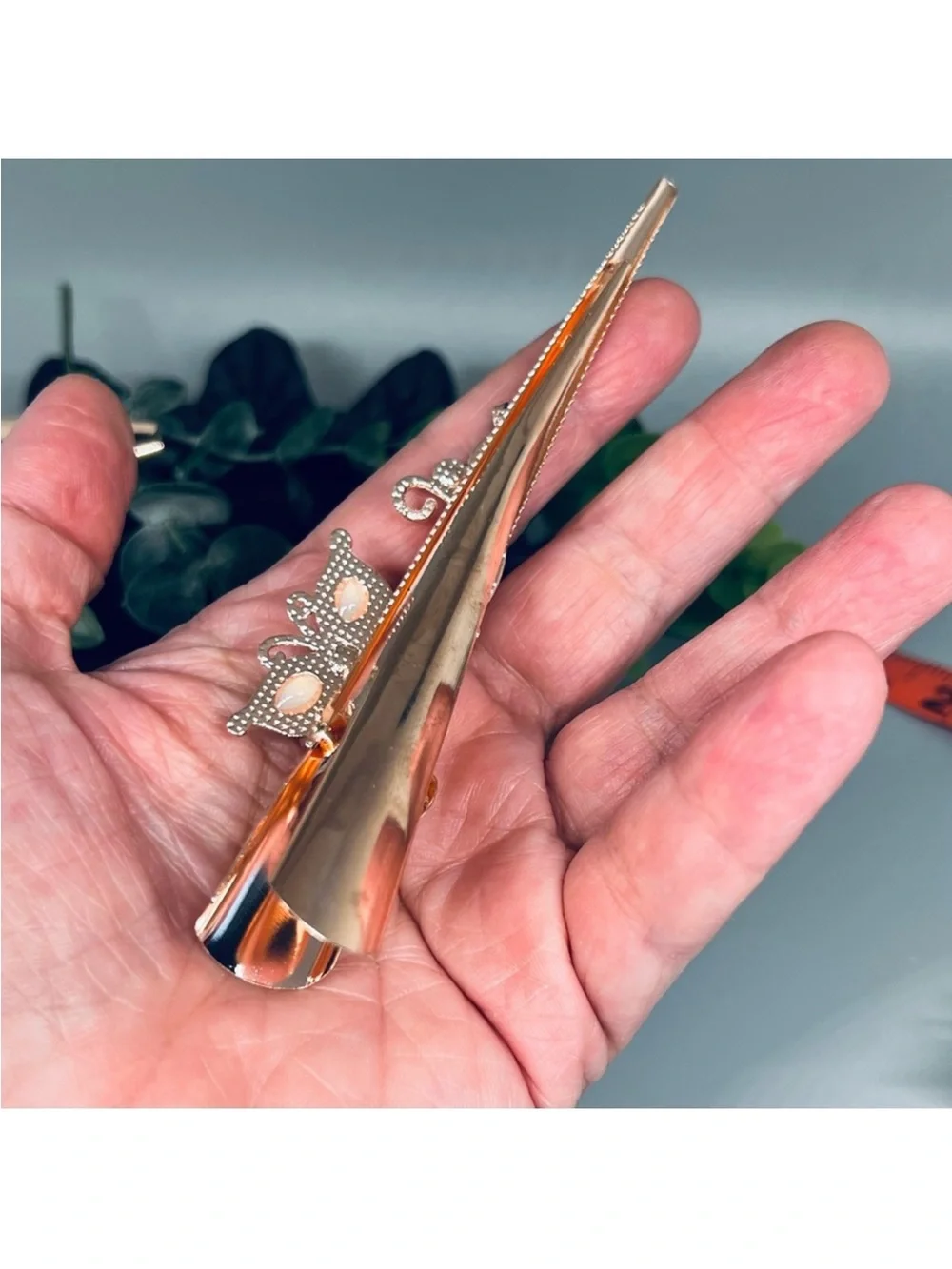 Elegant Rose Gold  Pink Crystal Butterfly Alligator Hair Clip FINAL PRICE DROP